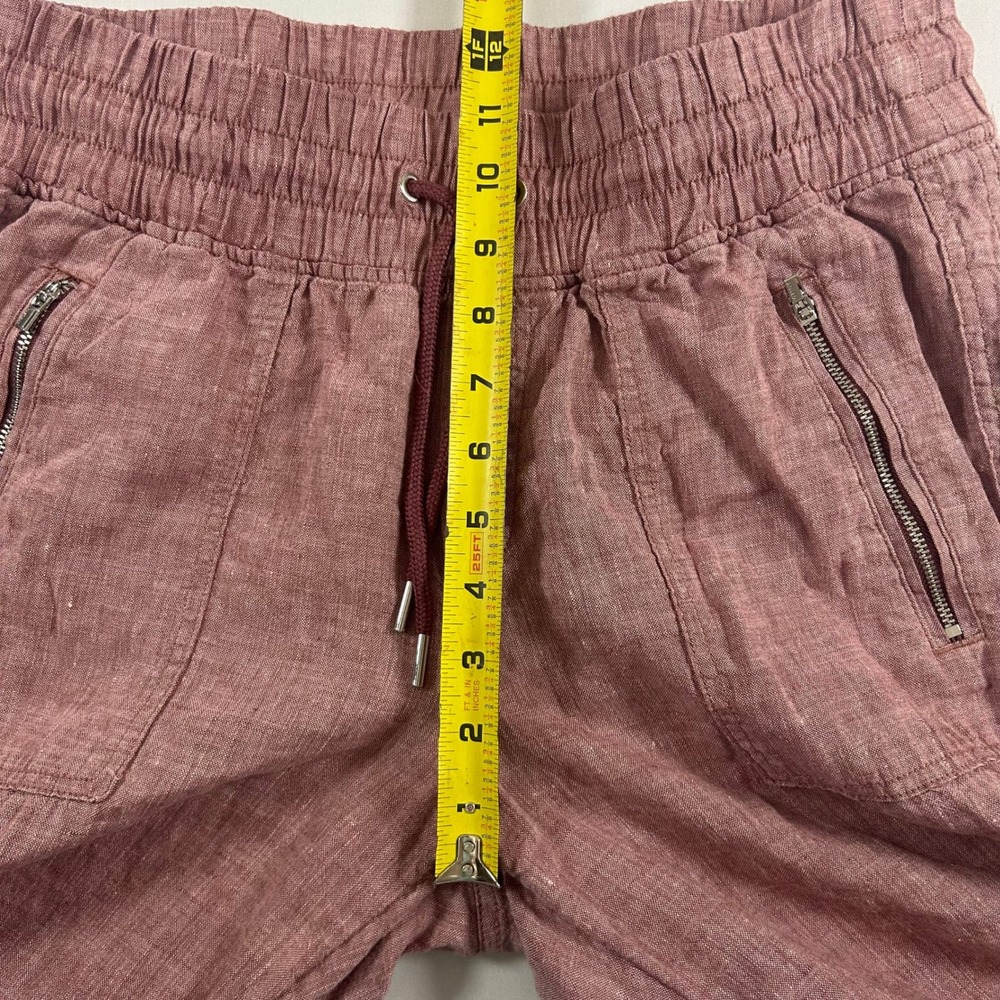Athleta Pants Womens 10 100% Linen Cabo Wide Leg Mauve Rose Wood Drawstring - Picture 7 of 9